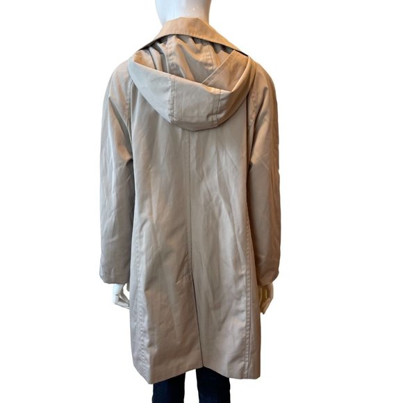 London Fog Womens Hooded Trench Mac Coat 572236SC Buckle Front Cream Size Large - Picture 2 of 7